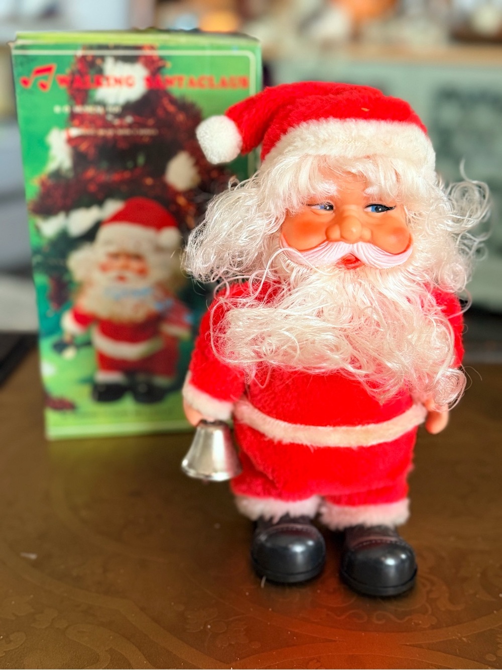 1970’s Musical Walking Santaclaus in Red - Classic Holiday Decoration